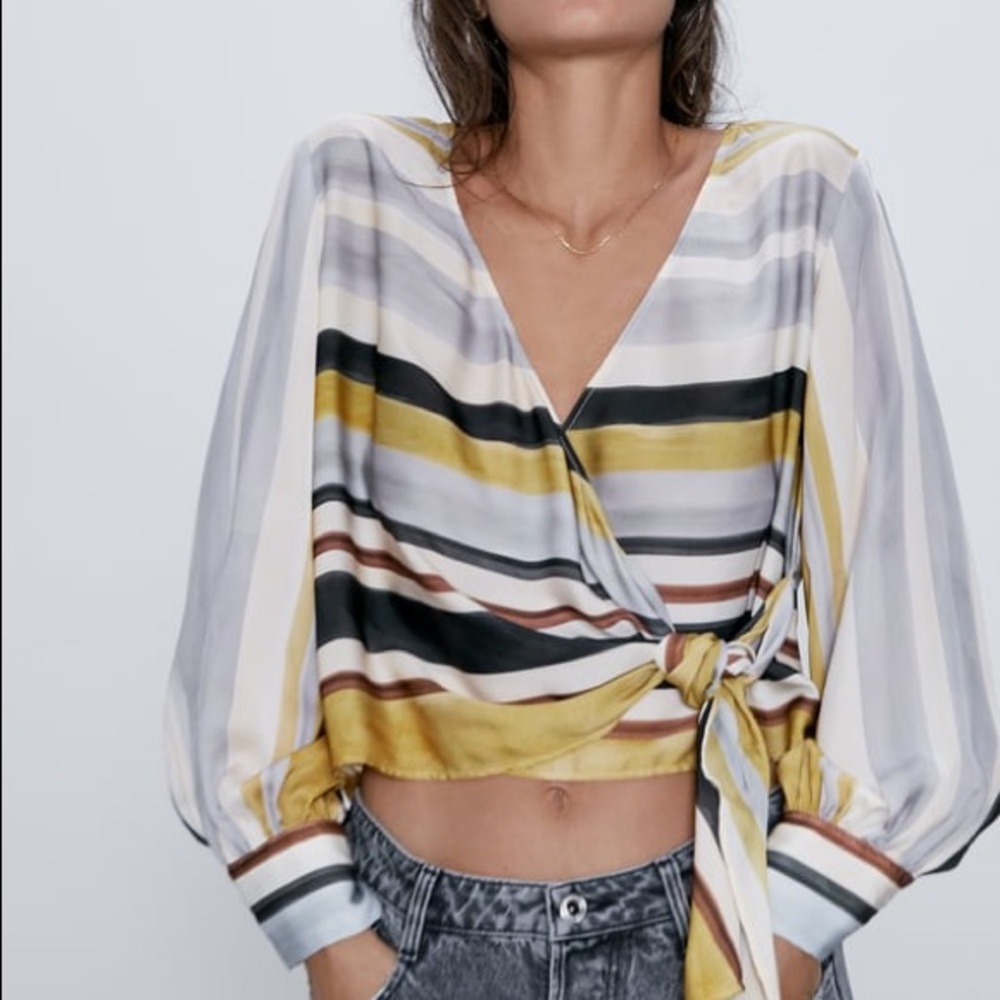 Sateen wrap blouse